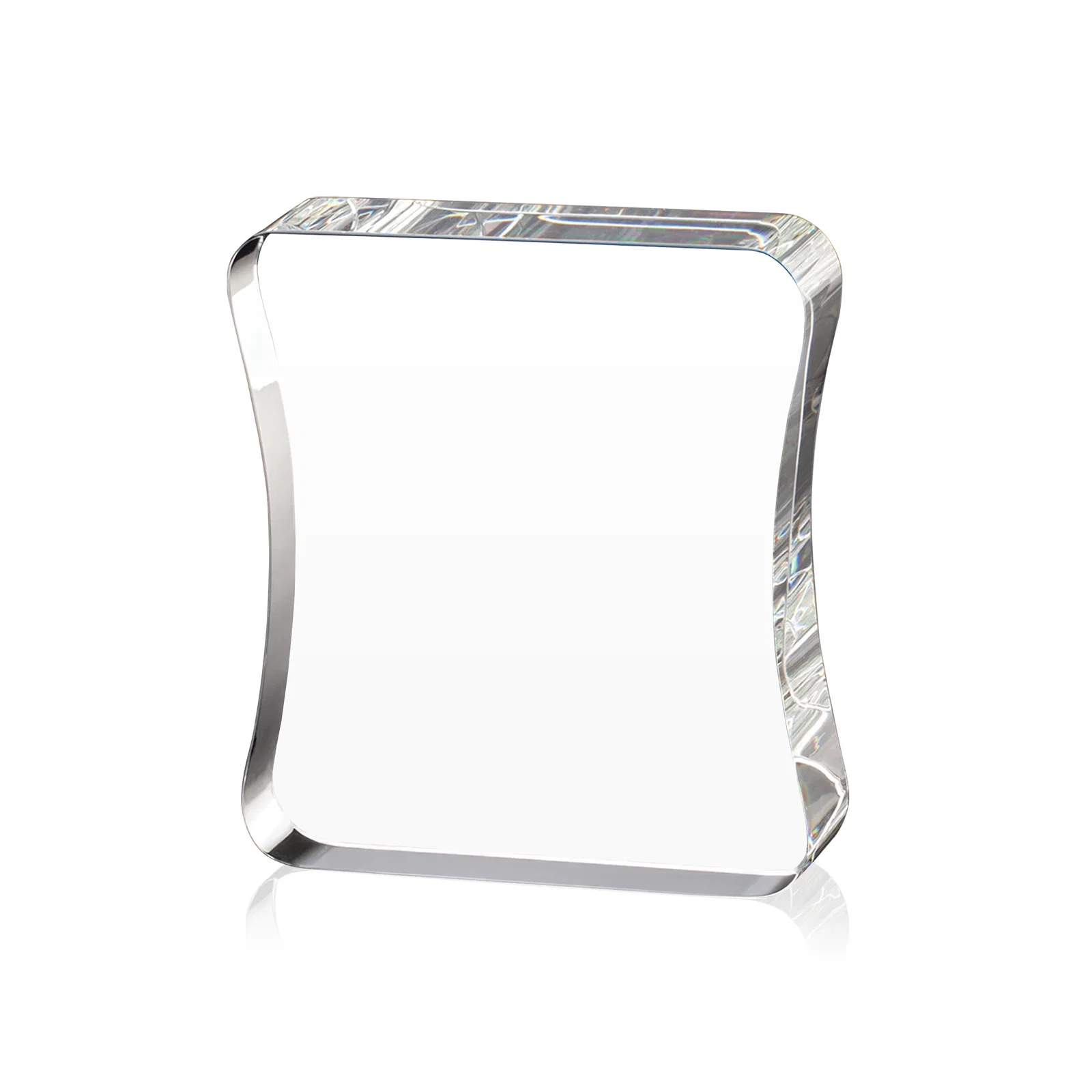 Personalized Optical Crystal Rectangle Award with an Inward-Curved Face, desk awards for employee recognition