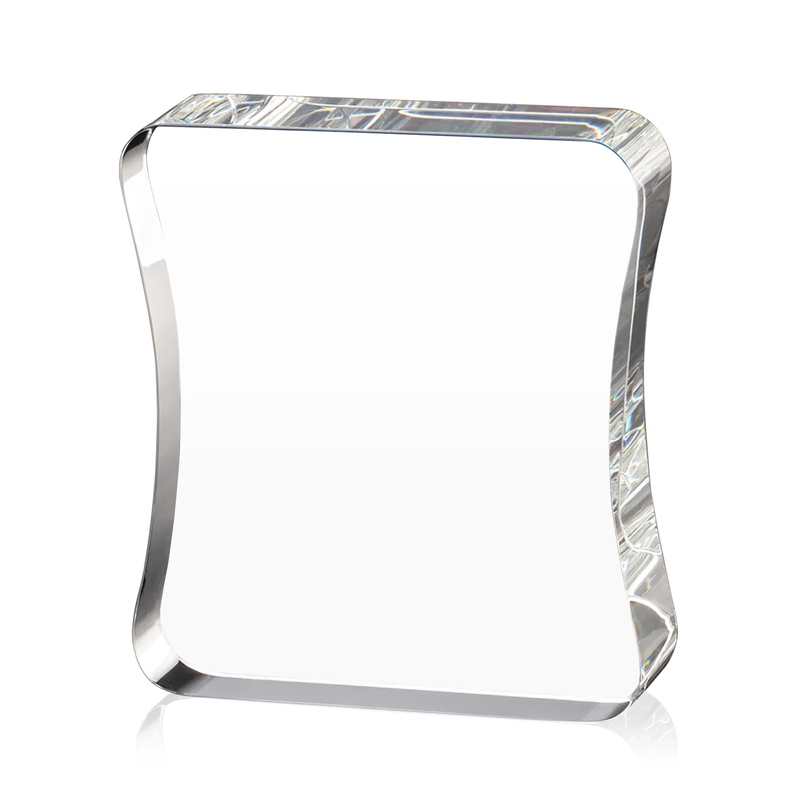 Personalized Optical Crystal Rectangle Award with an Inward-Curved Face, desk awards for sales achievement awards