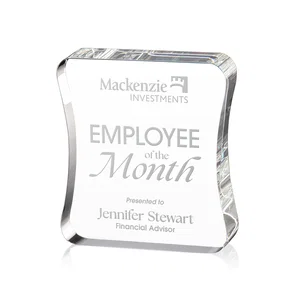 Optical Crystal Rectangle Award with an Inward-Curved Face