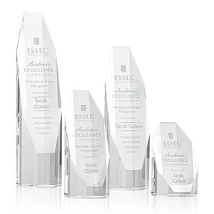Optical Crystal Obelisk Award With Diamond-Shaped Etch Face