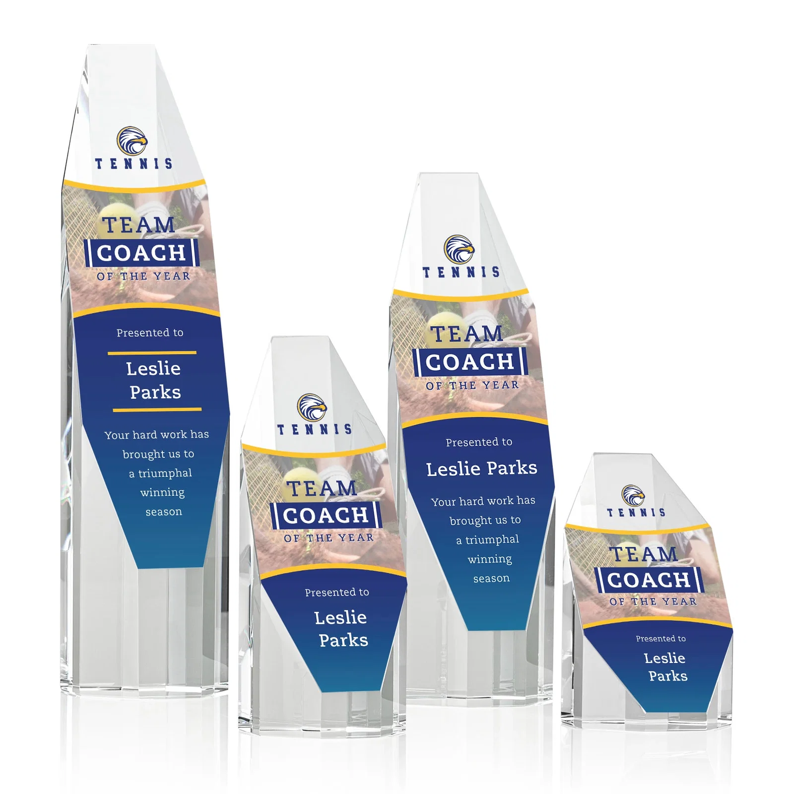 Custom Optical Crystal Obelisk Award With Diamond-Shaped Etch Face for team milestone celebrations
