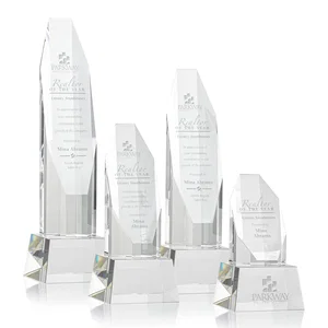 Optical Crystal Obelisk Award with Sheered Octagonal Diamond Face