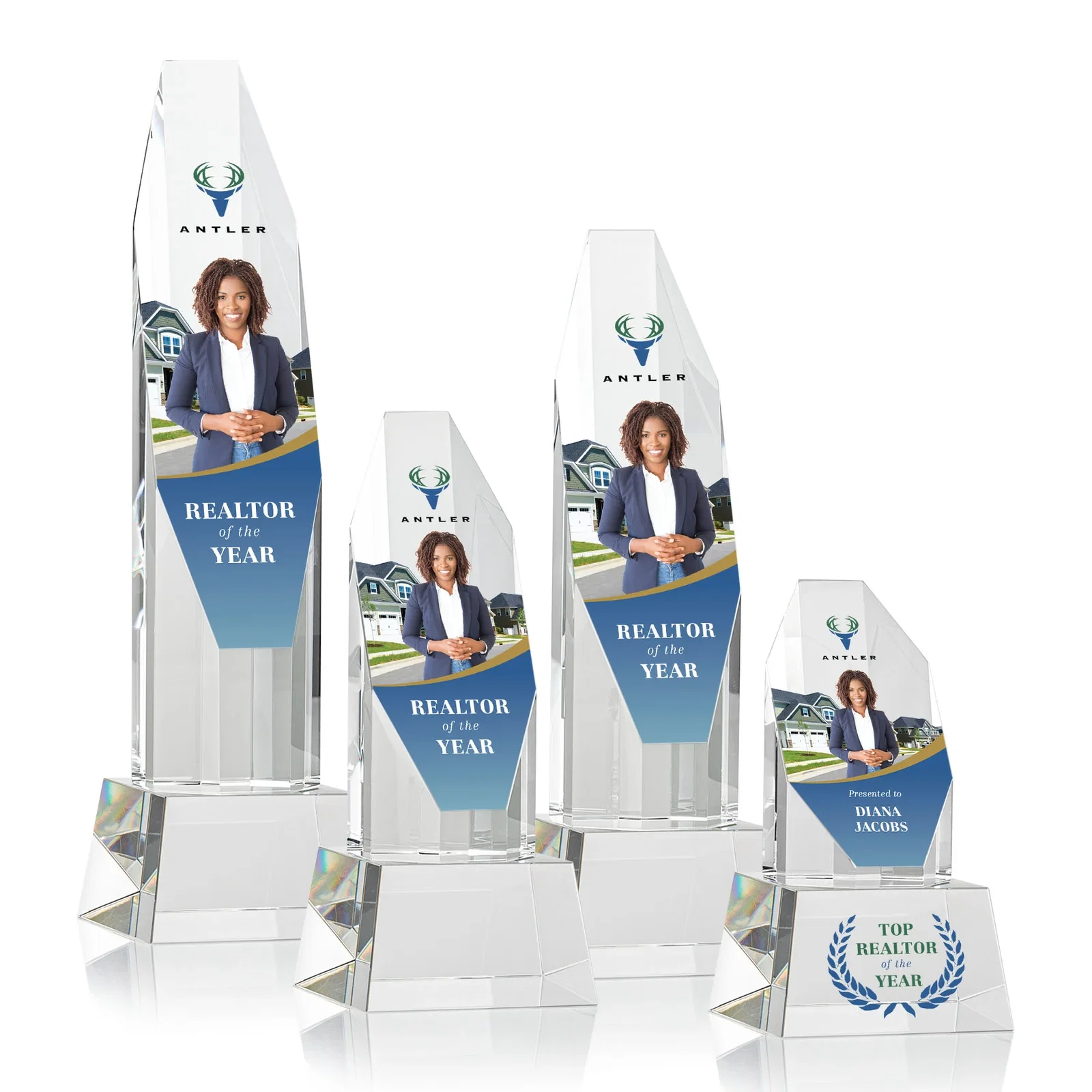 Personalized Optical Crystal Obelisk Award with Sheered Octagonal Diamond Face for safety achievement programs