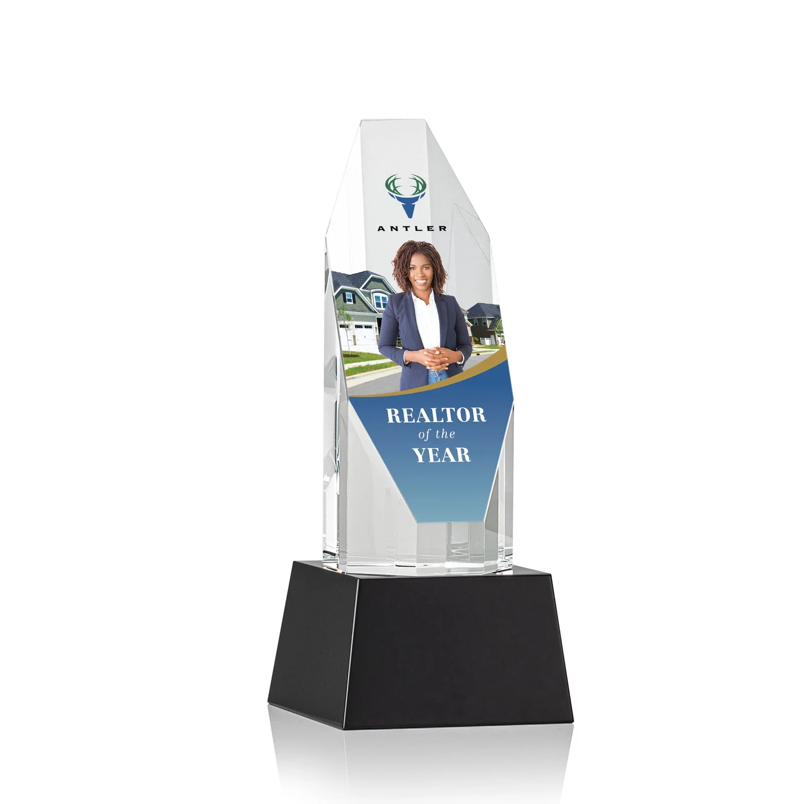 Promotional Optical Crystal Obelisk Award with Sheered Octagonal Diamond Face for safety achievement programs
