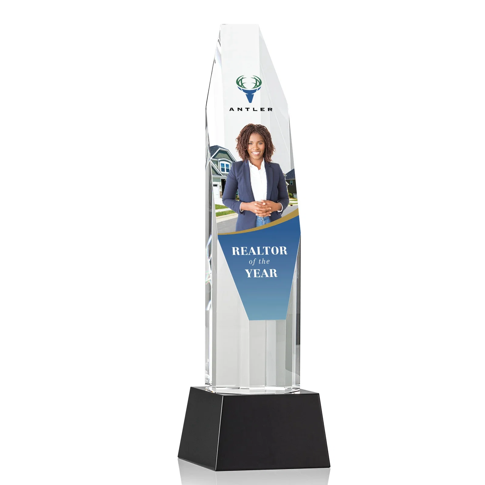 Promotional Optical Crystal Obelisk Award with Sheered Octagonal Diamond Face for dealer and partner awards