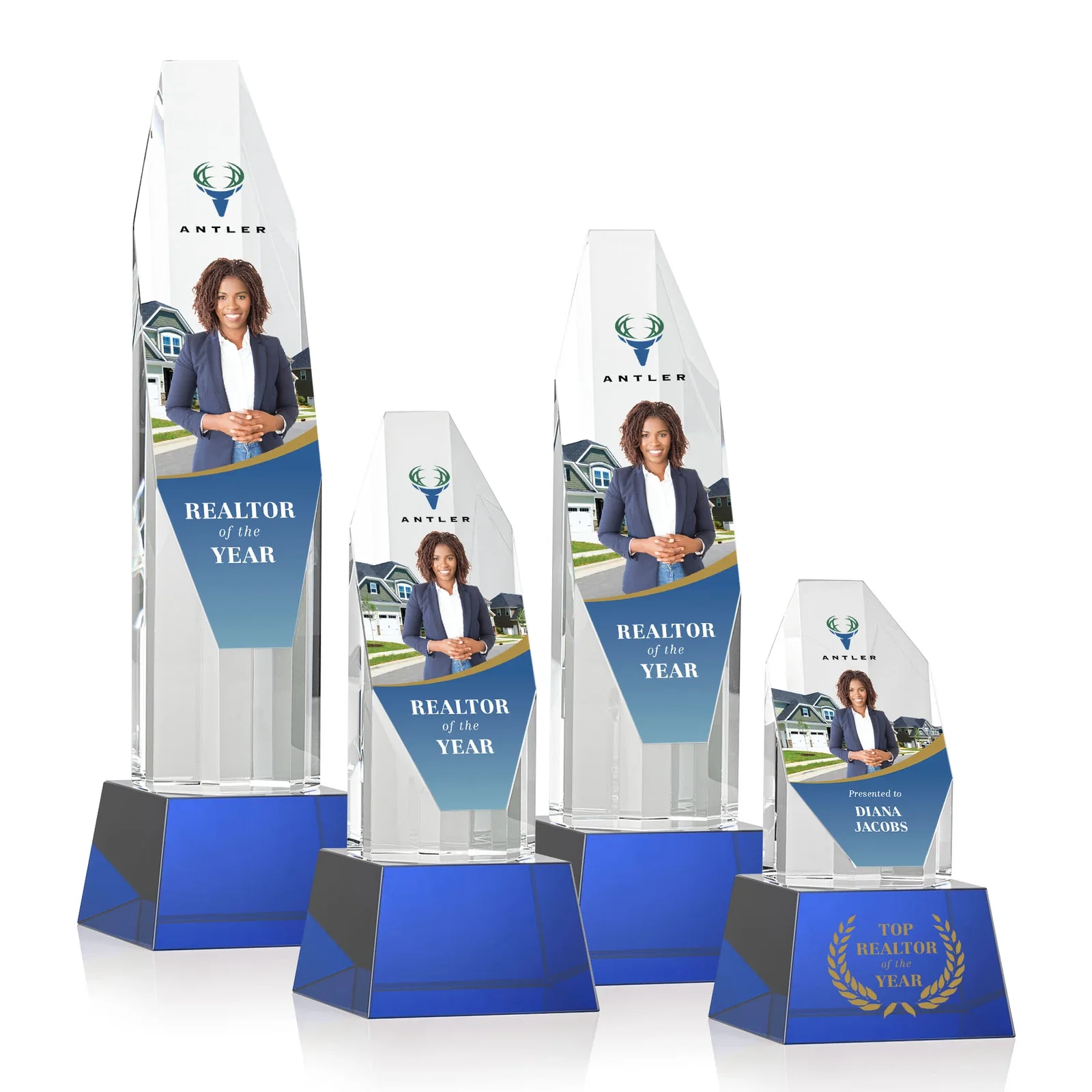 Promotional Optical Crystal Obelisk Award with Sheered Octagonal Diamond Face for company anniversary events