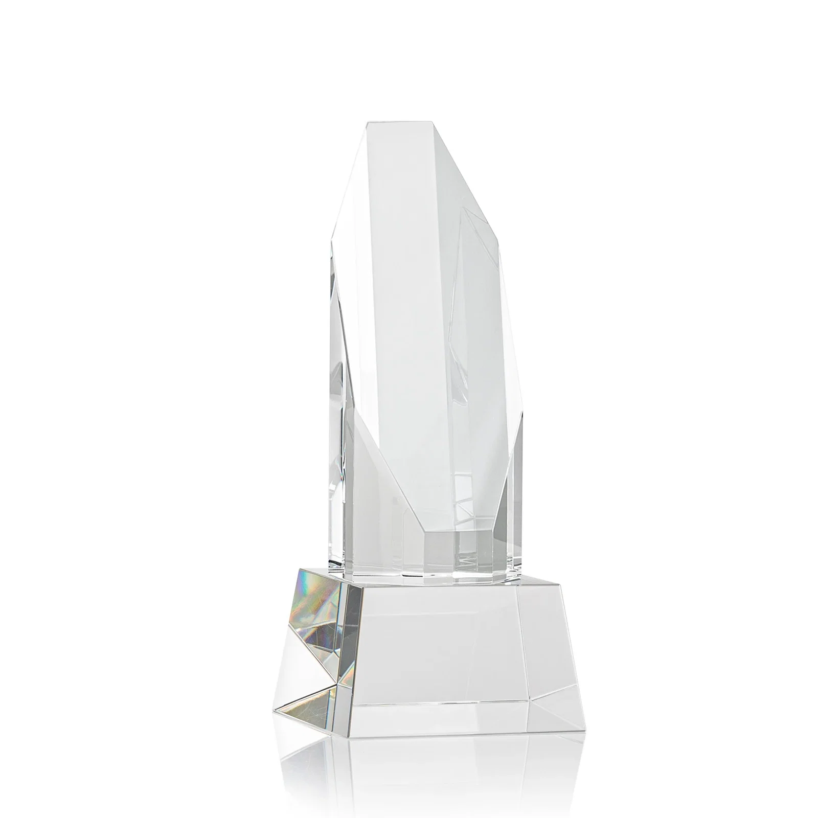Branded Optical Crystal Obelisk Award with Sheered Octagonal Diamond Face for team milestone celebrations