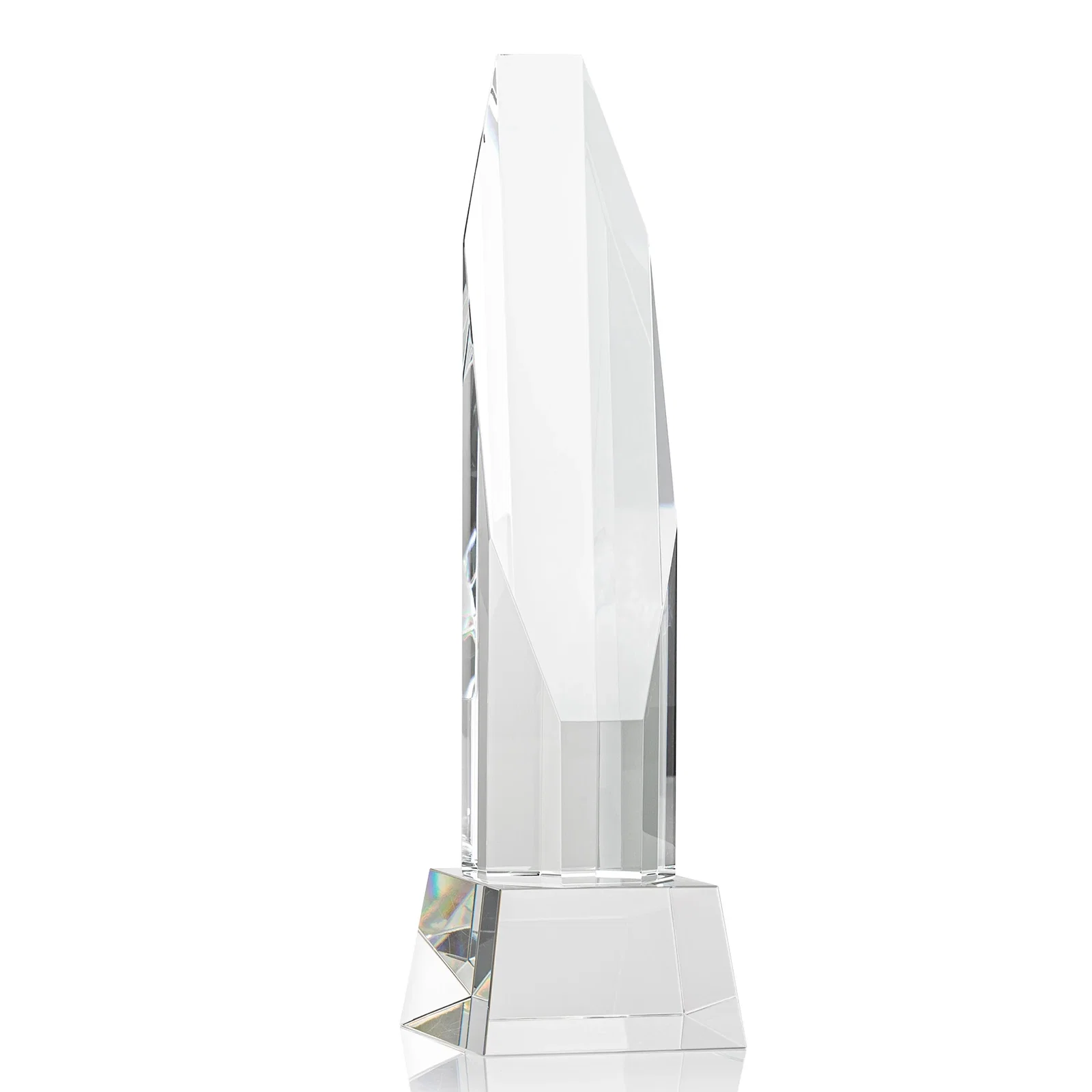 Branded Optical Crystal Obelisk Award with Sheered Octagonal Diamond Face for graduation ceremonies