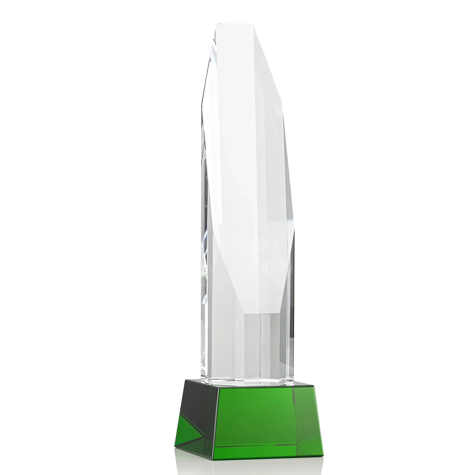 Branded Optical Crystal Obelisk Award with Sheered Octagonal Diamond Face for company anniversary events