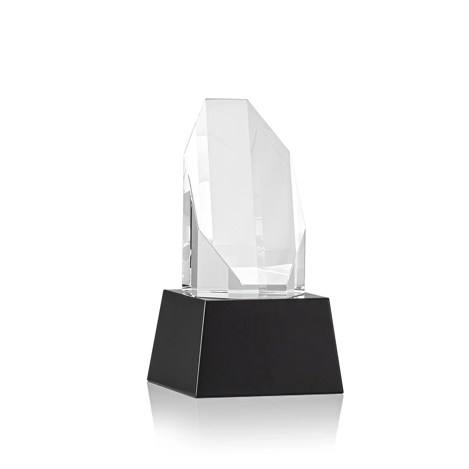 Custom printed Optical Crystal Obelisk Award with Sheered Octagonal Diamond Face for employee recognition
