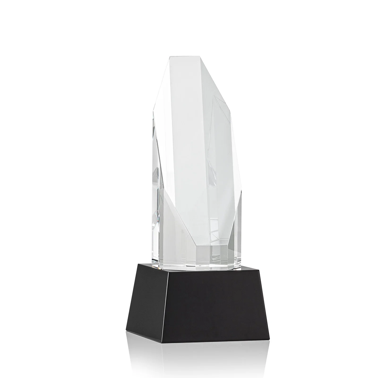 Custom printed Optical Crystal Obelisk Award with Sheered Octagonal Diamond Face for corporate award ceremonies