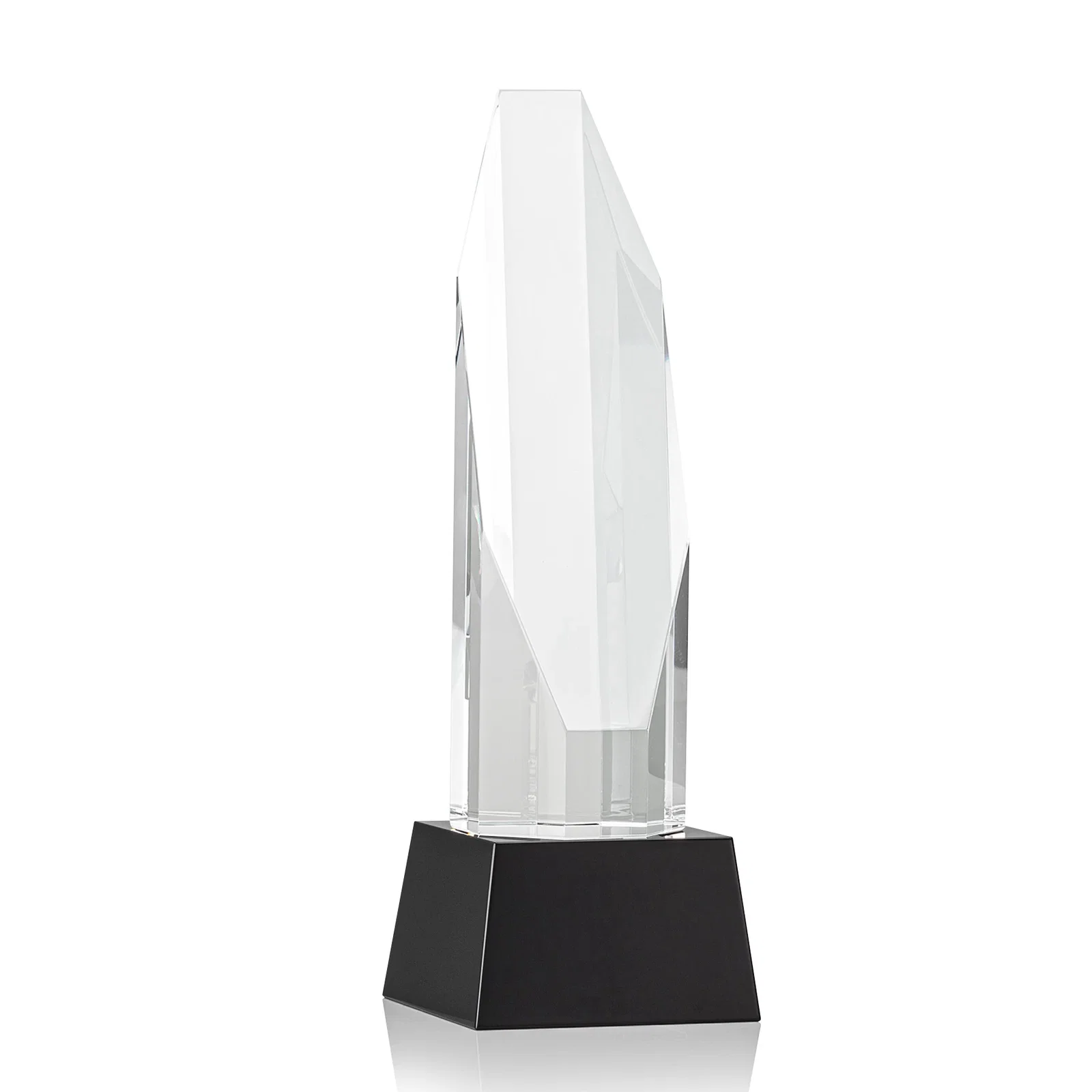 Custom printed Optical Crystal Obelisk Award with Sheered Octagonal Diamond Face for service anniversary gifts