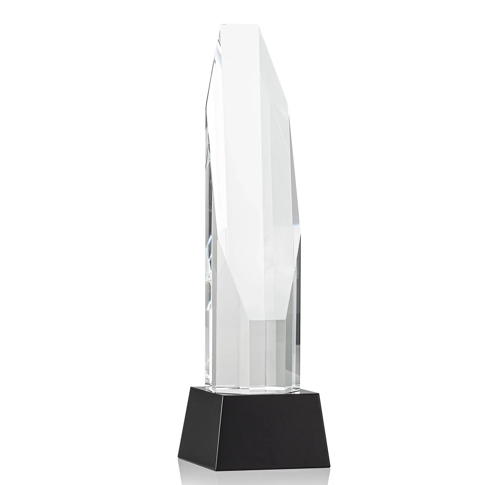 Custom printed Optical Crystal Obelisk Award with Sheered Octagonal Diamond Face for sales achievement awards