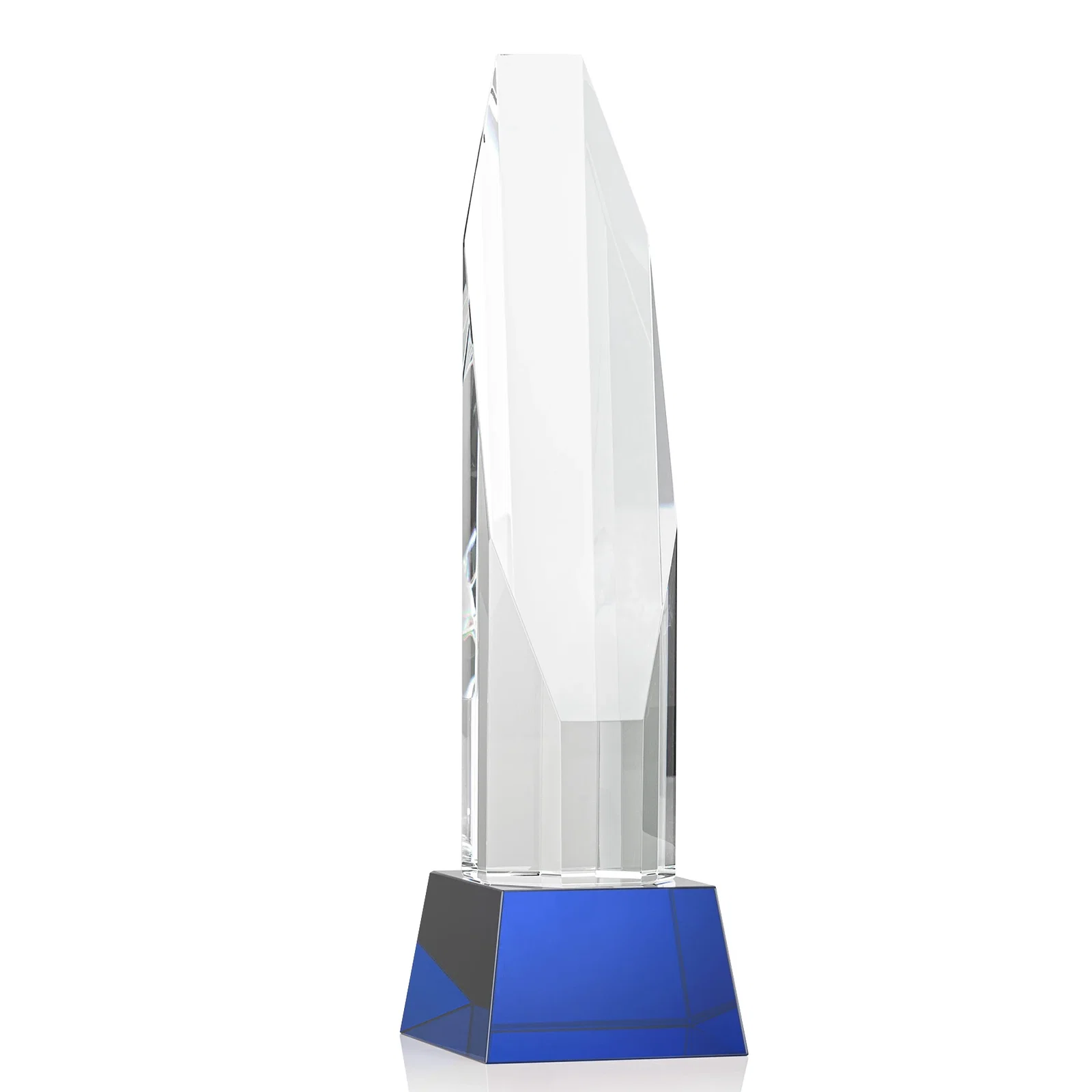 Custom printed Optical Crystal Obelisk Award with Sheered Octagonal Diamond Face for graduation ceremonies