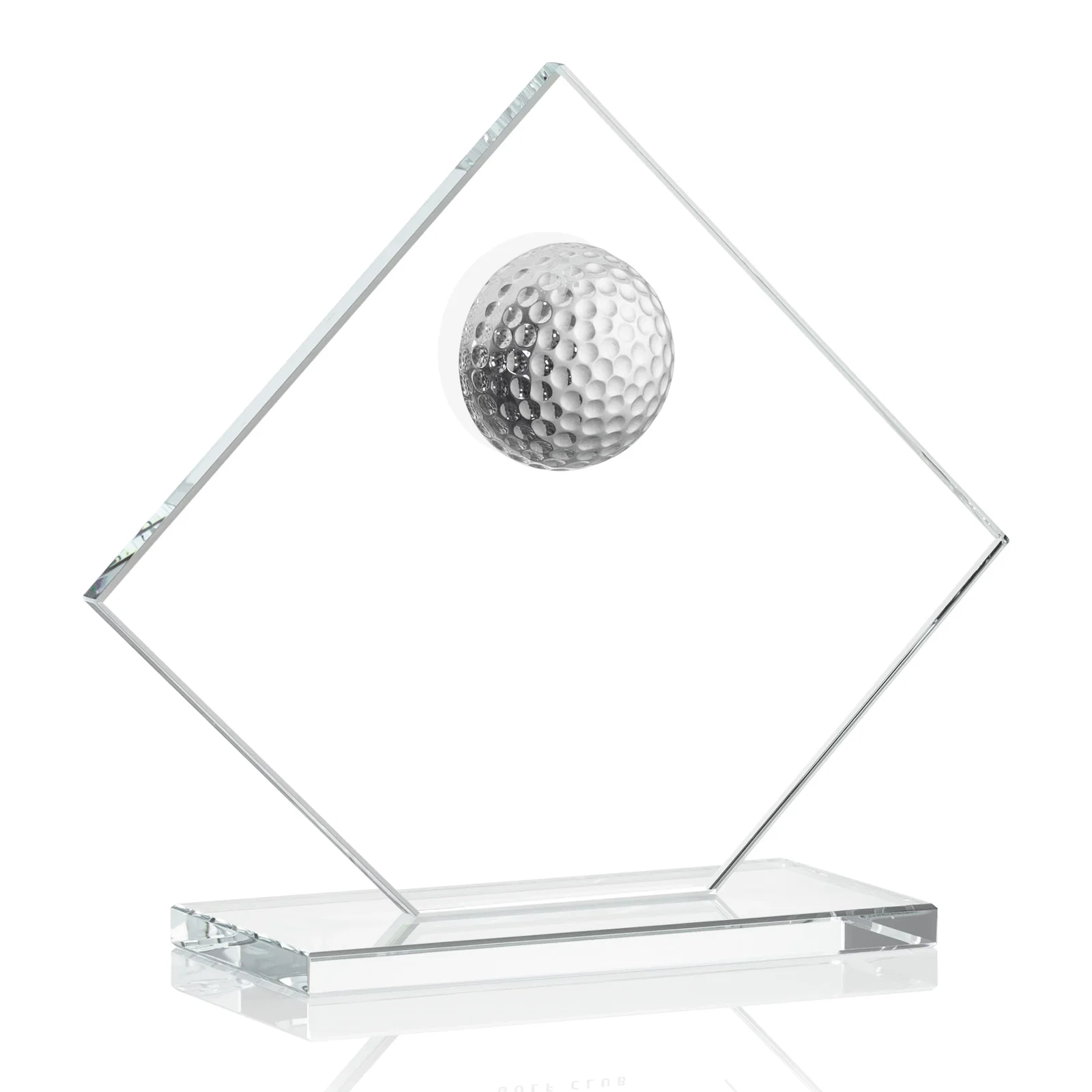 Personalized Starfire Crystal Diamond Award with 3D Golf Ball for graduation ceremonies