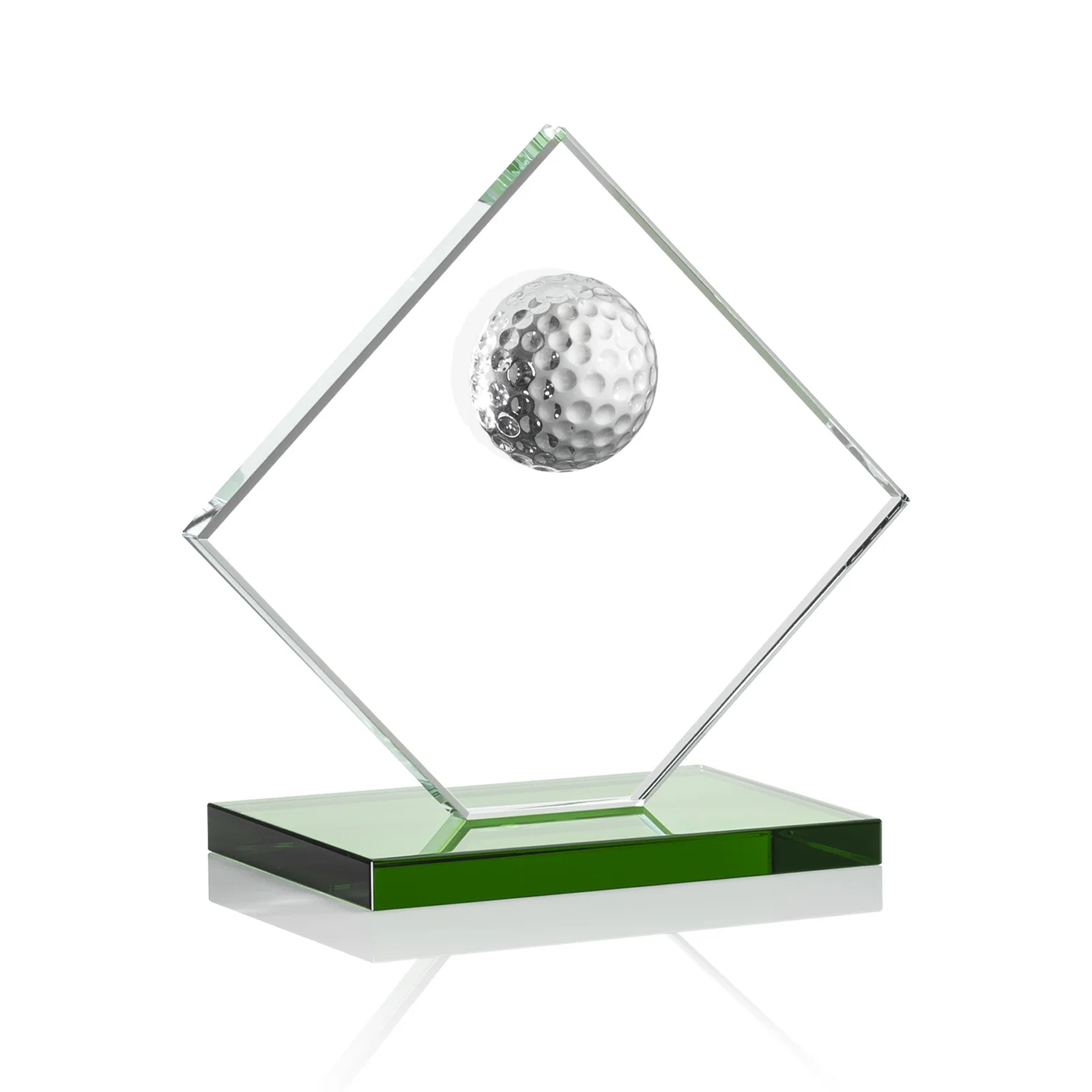 Personalized Starfire Crystal Diamond Award with 3D Golf Ball for safety achievement programs