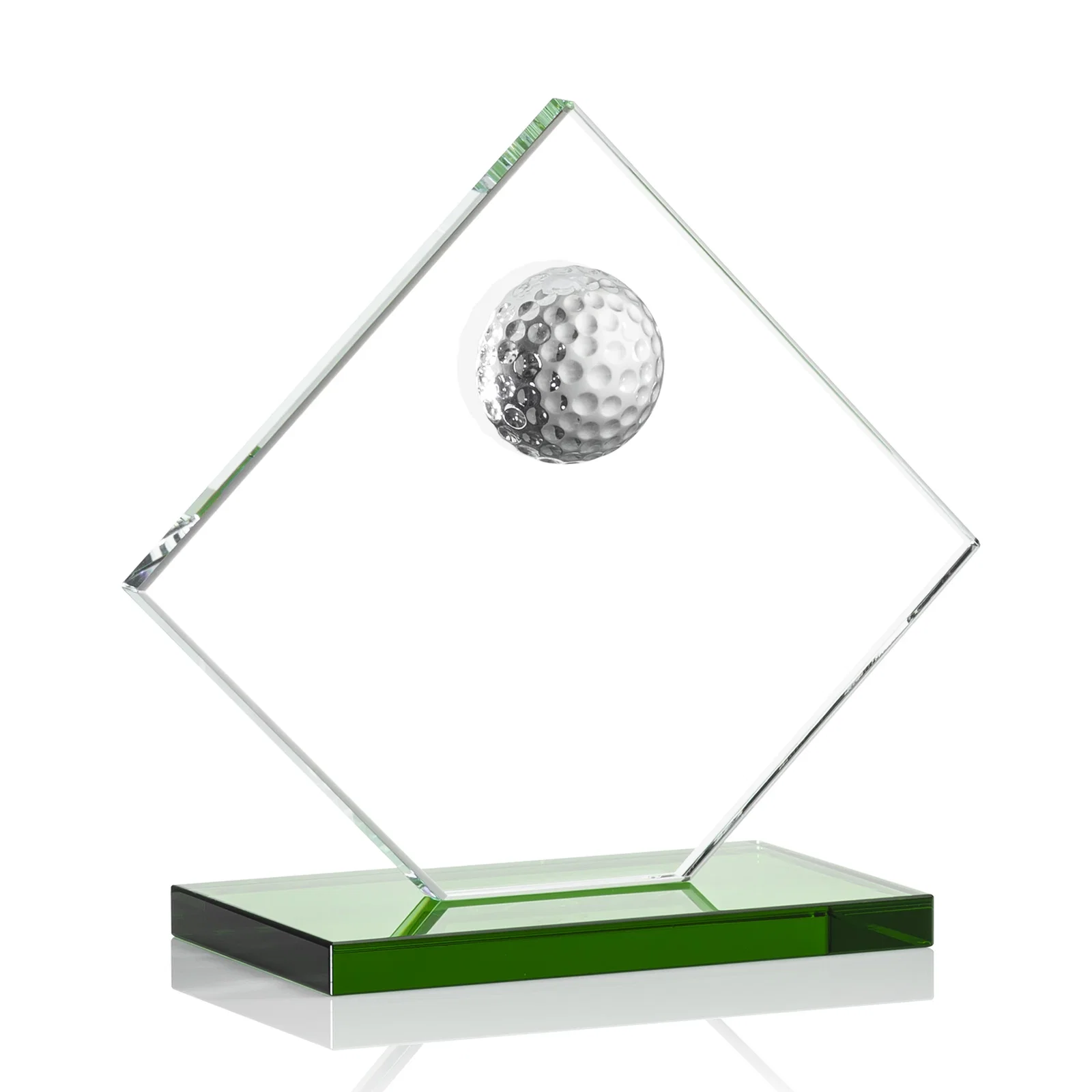 Personalized Starfire Crystal Diamond Award with 3D Golf Ball for volunteer appreciation