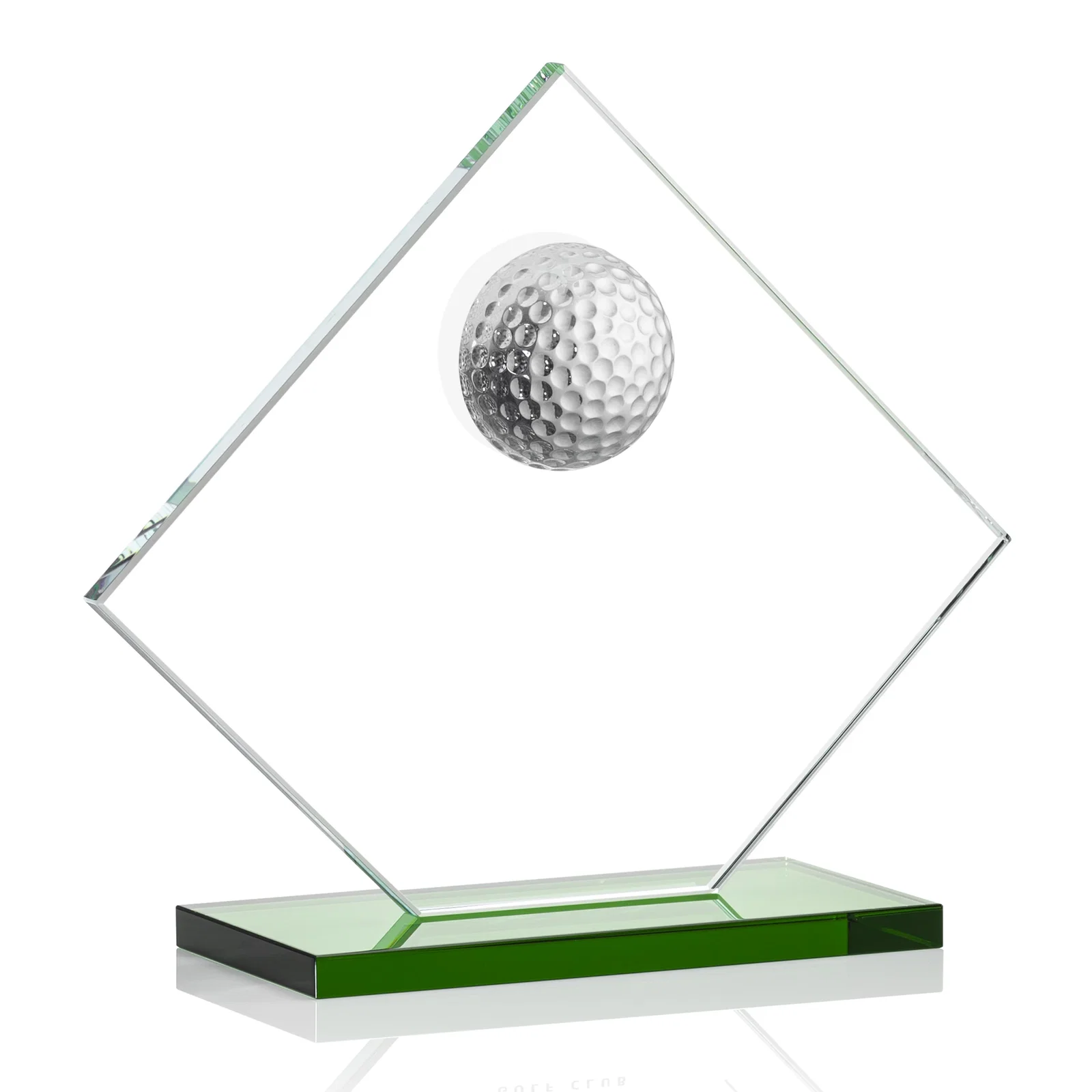 Personalized Starfire Crystal Diamond Award with 3D Golf Ball for dealer and partner awards