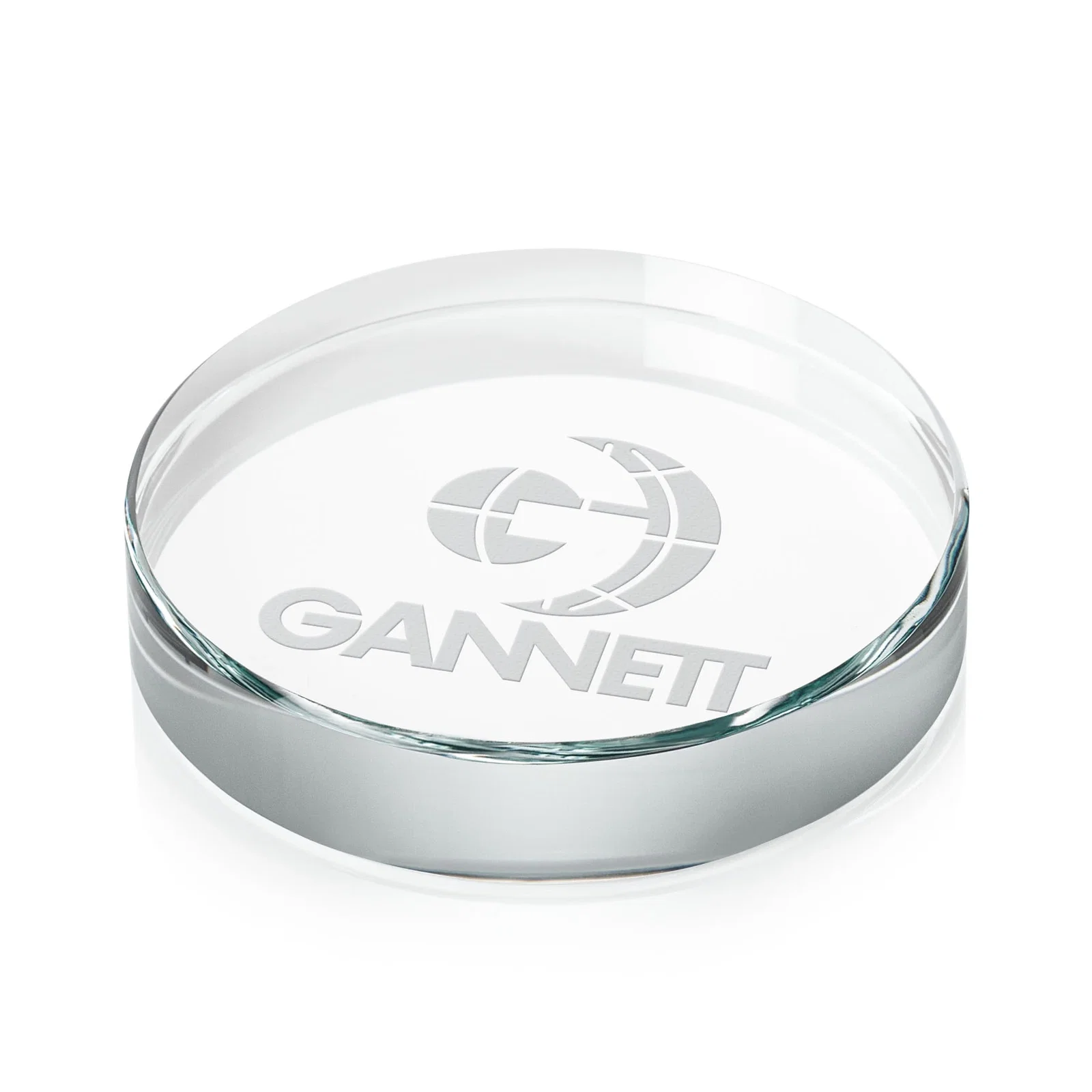 Custom Round Jade or Starfire Crystal Paperweight, 3.5" Diameter for corporate award ceremonies