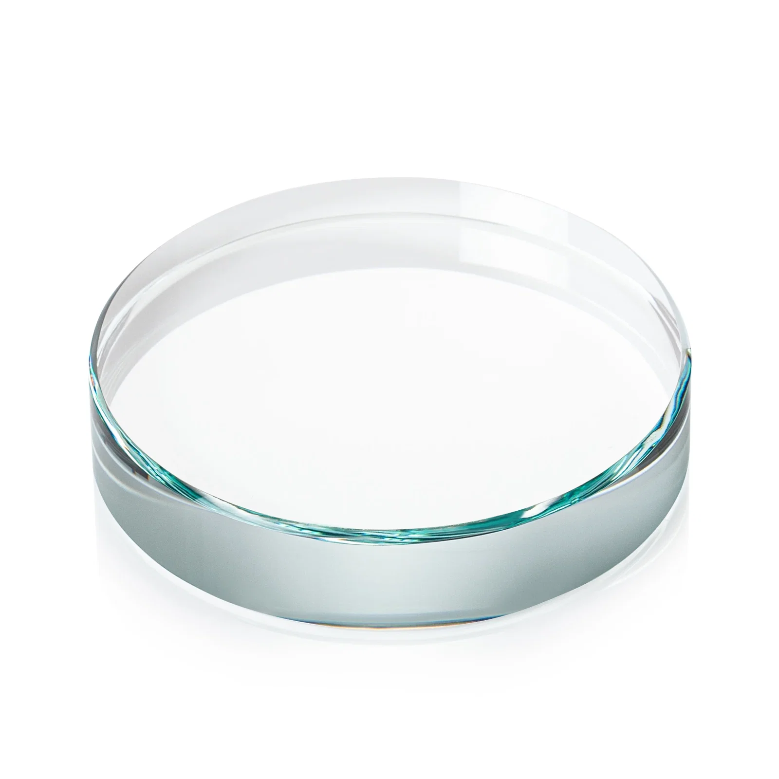 Custom Round Jade or Starfire Crystal Paperweight, 3.5" Diameter for retirement presentations