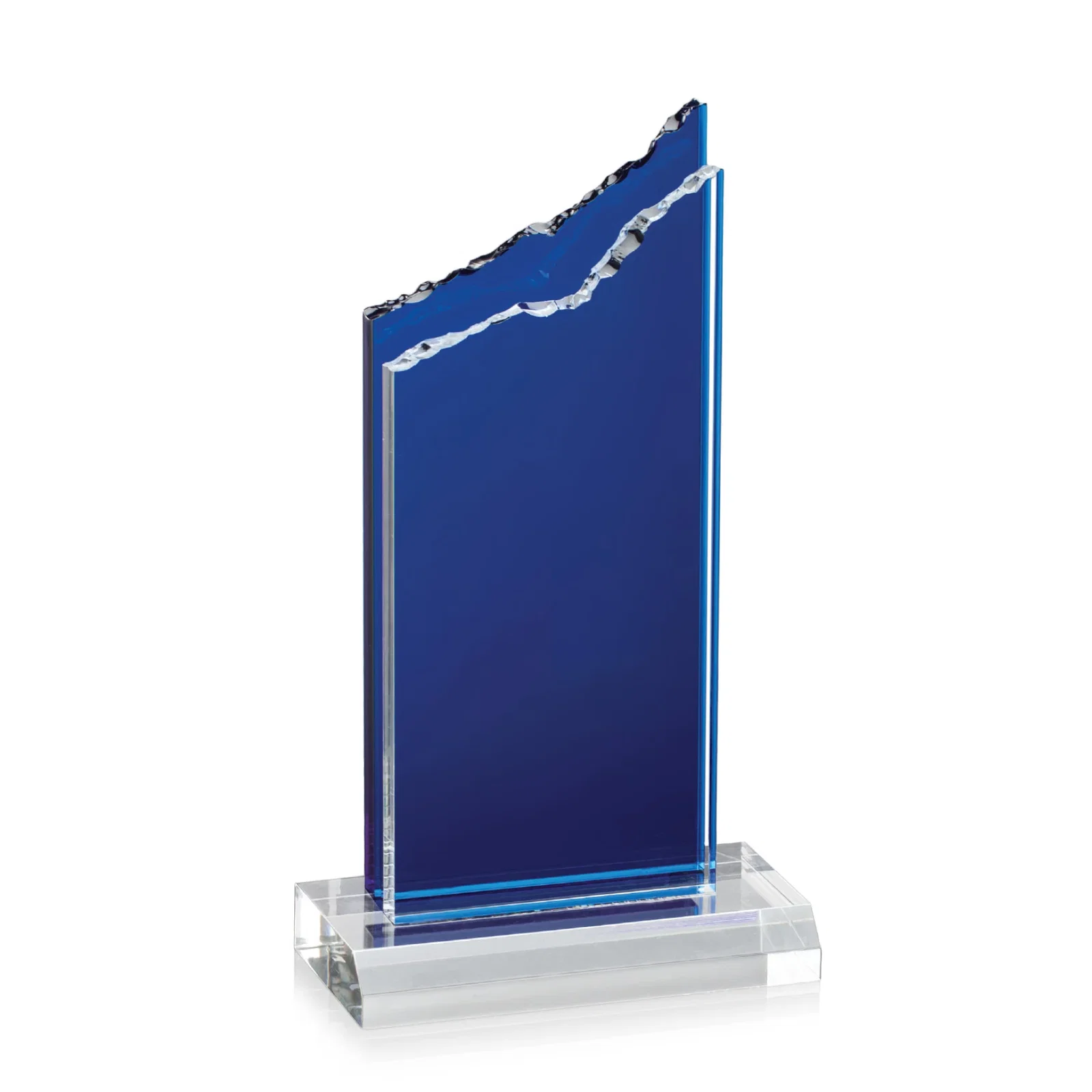 Custom Acrylic Mountain Award with Clear and Azure Double Pane for safety achievement programs