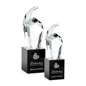 Hand-Cut Optical Crystal Eagle Award With Colorfill Option