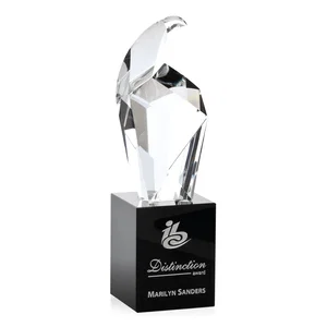 Hand-Cut Optical Crystal Eagle Award With Colorfill Option