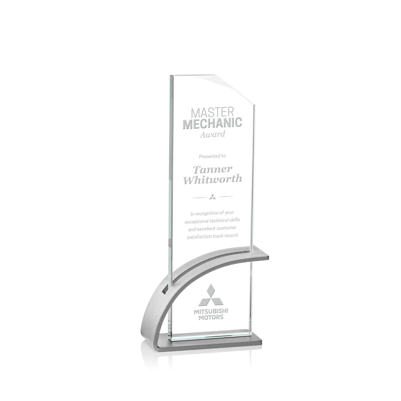 Personalized Starfire Crystal Pane Award on Slotted Aluminum Base, Seven Colors, awards for corporate award ceremonies