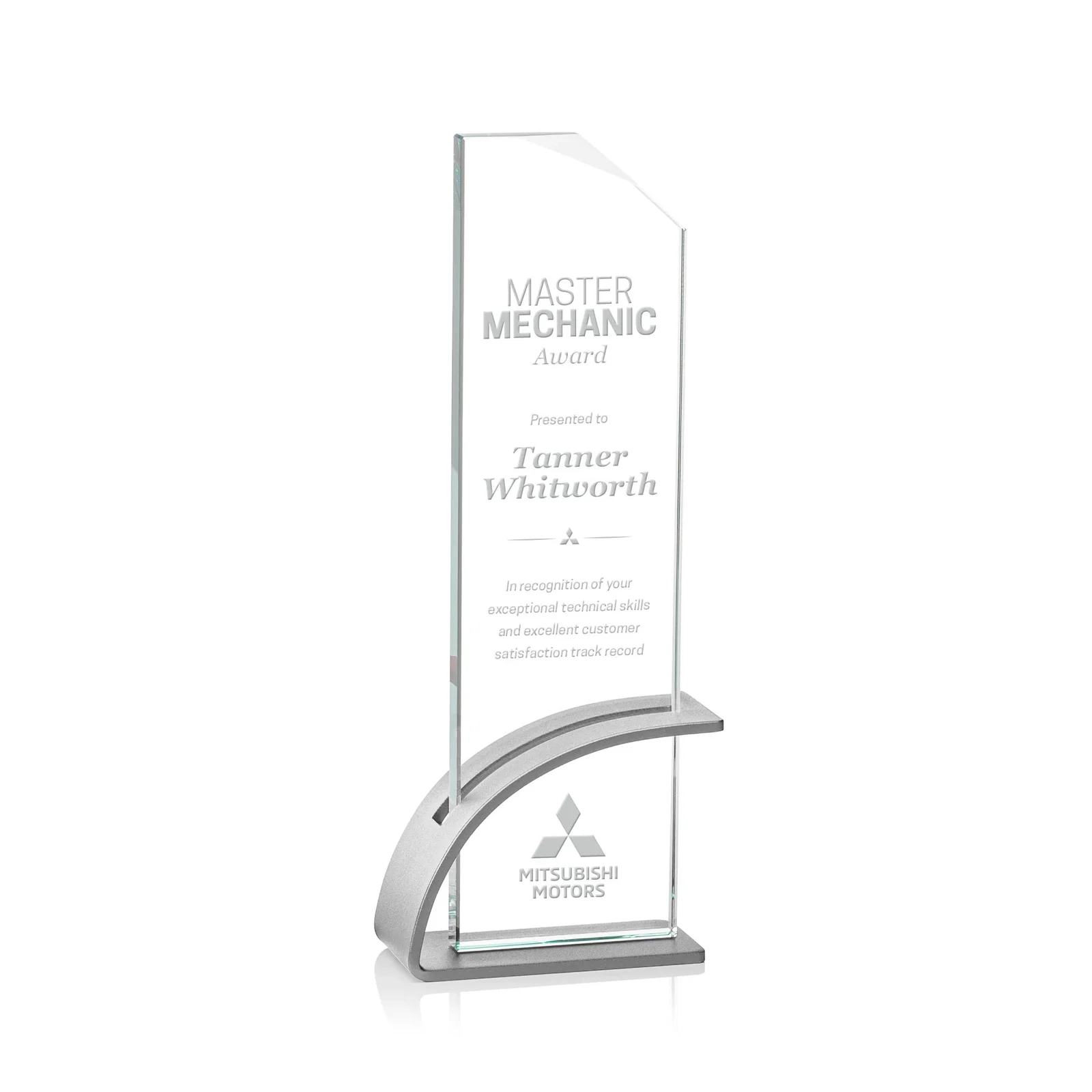 Personalized Starfire Crystal Pane Award on Slotted Aluminum Base, Seven Colors, awards for service anniversary gifts