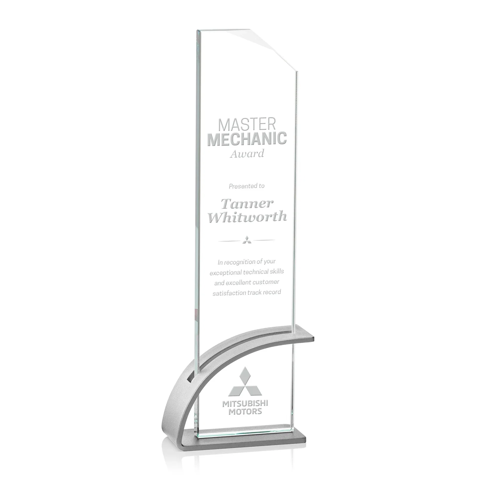 Personalized Starfire Crystal Pane Award on Slotted Aluminum Base, Seven Colors, awards for sales achievement awards