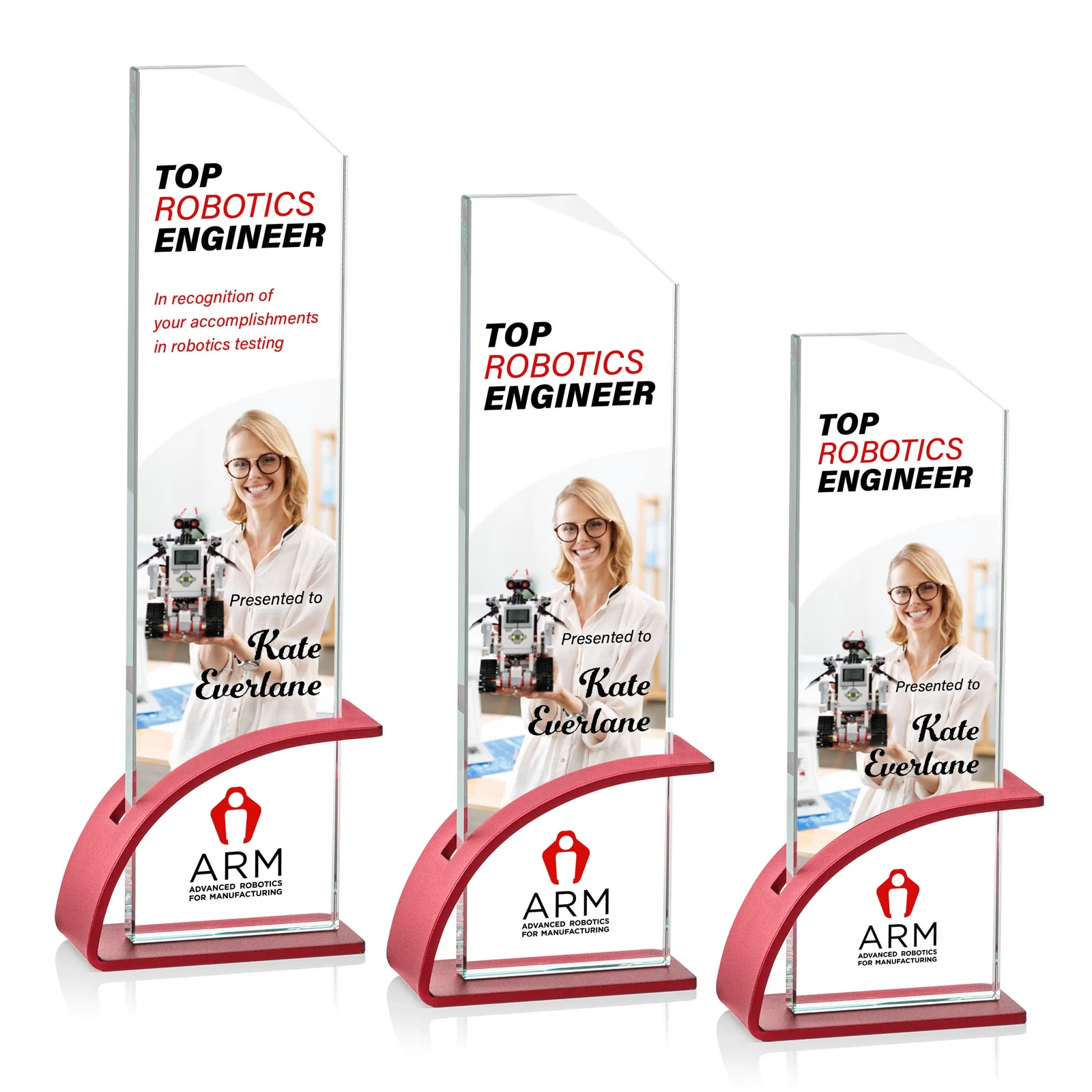 Promotional Starfire Crystal Pane Award on Slotted Aluminum Base, Seven Colors, awards for employee recognition