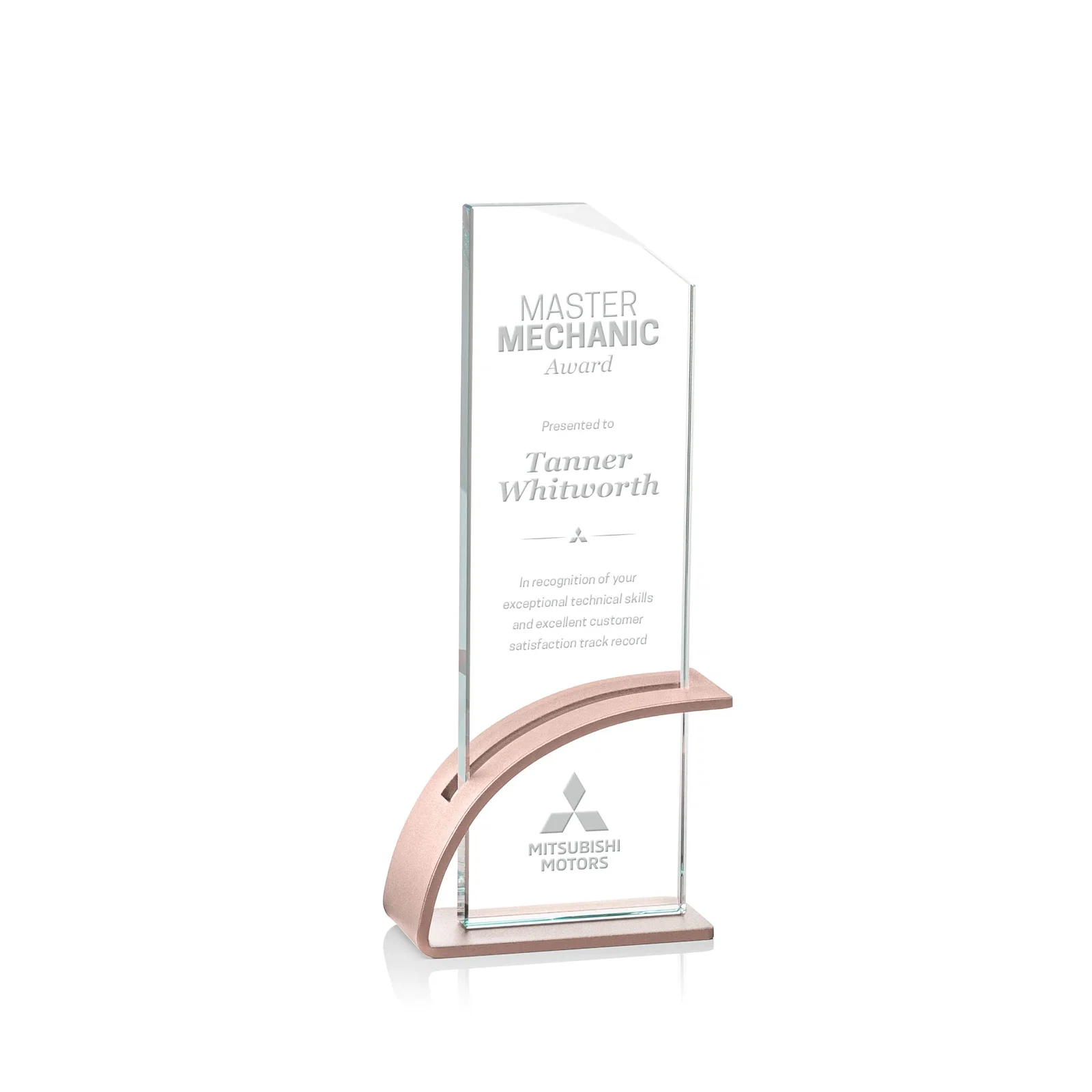 Promotional Starfire Crystal Pane Award on Slotted Aluminum Base, Seven Colors, awards for volunteer appreciation