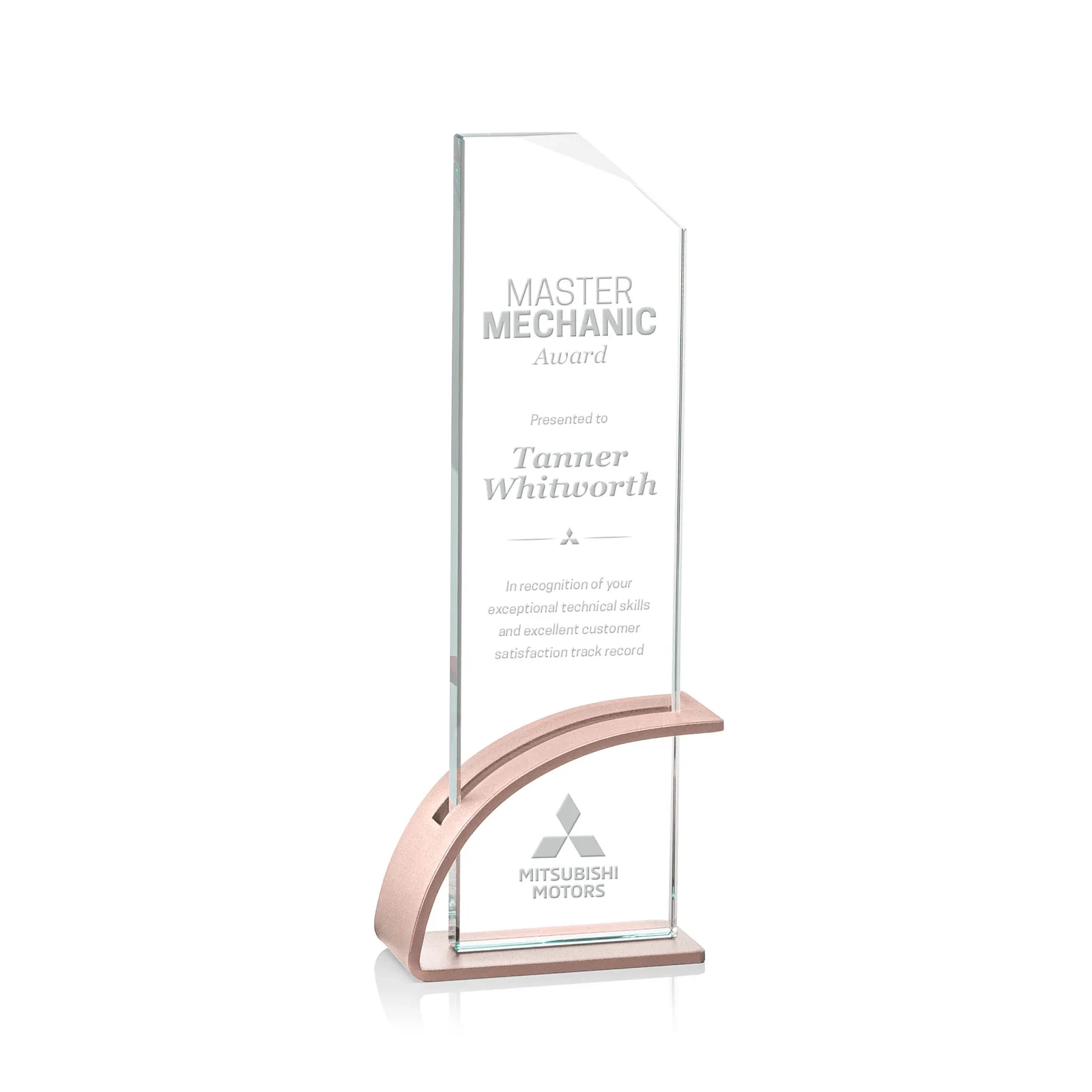 Promotional Starfire Crystal Pane Award on Slotted Aluminum Base, Seven Colors, awards for dealer and partner awards