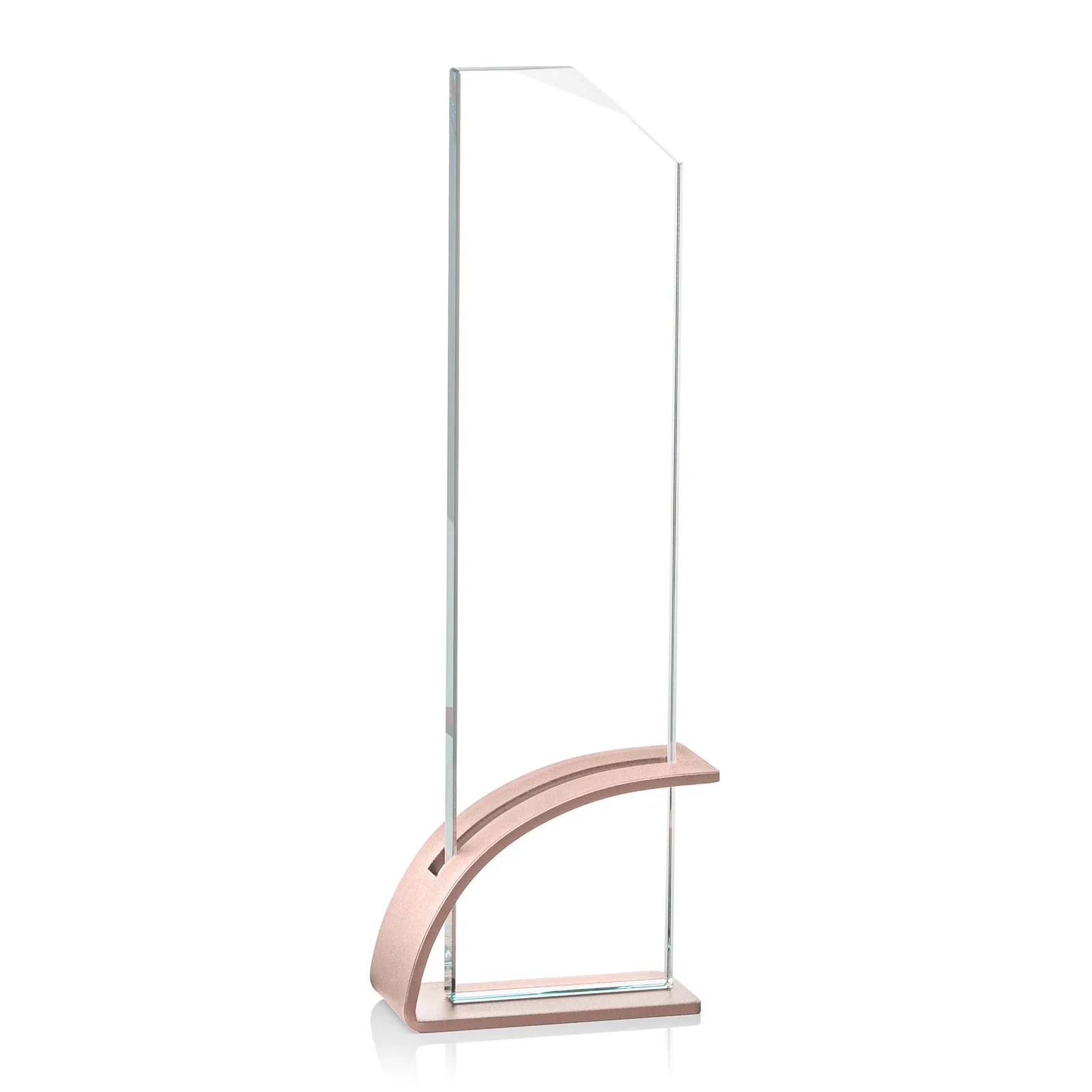 Custom printed Starfire Crystal Pane Award on Slotted Aluminum Base, Seven Colors, awards for team milestone celebrations