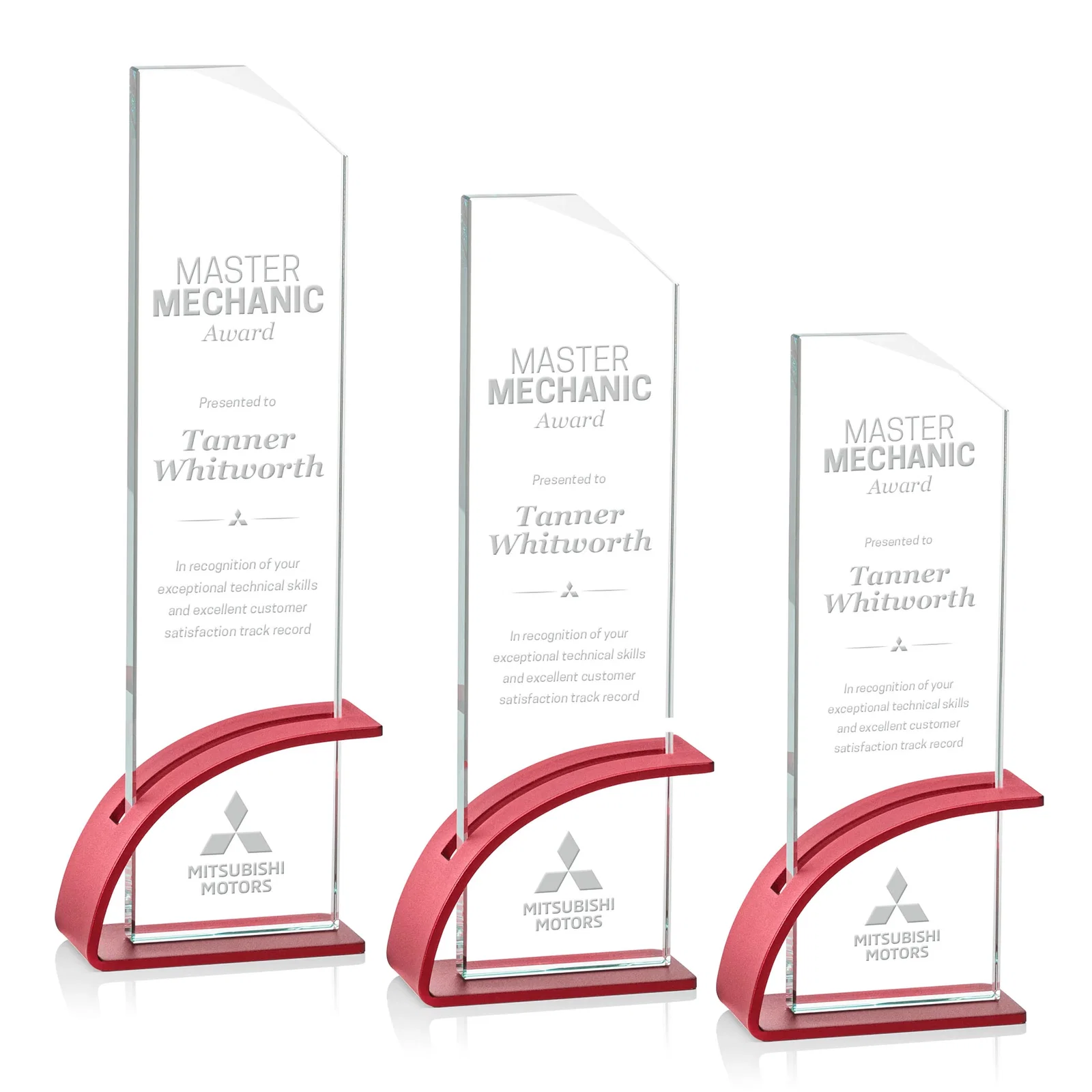 Custom Starfire Crystal Pane Award on Slotted Aluminum Base, Seven Colors, awards for safety achievement programs
