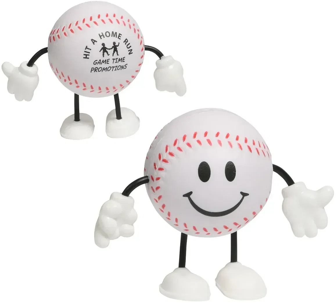 Baseball Figurine Stress Reliever, a custom logo baseball-shaped promotional foam stress ball for fans