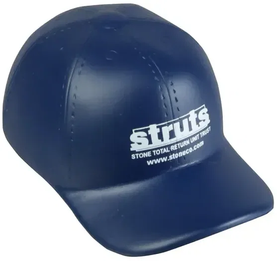 Baseball Hat Stress Reliever side profile, branded custom cap squeeze toy for team events