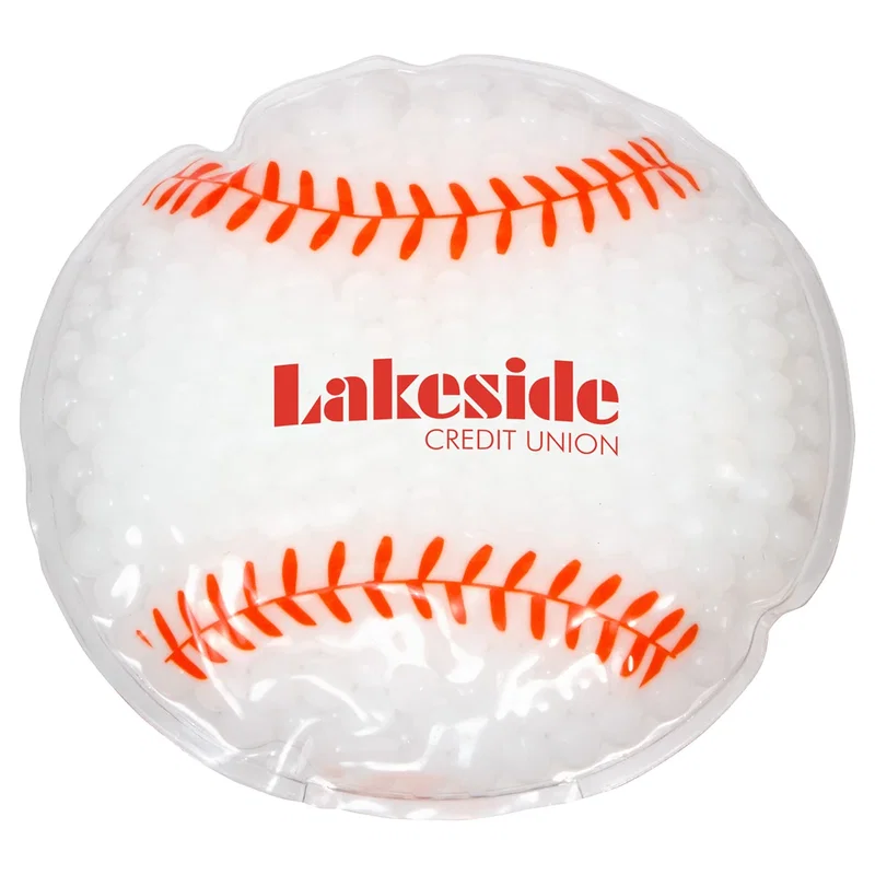 Baseball-shaped gel bead hot/cold therapy pack, microwave or freezer safe