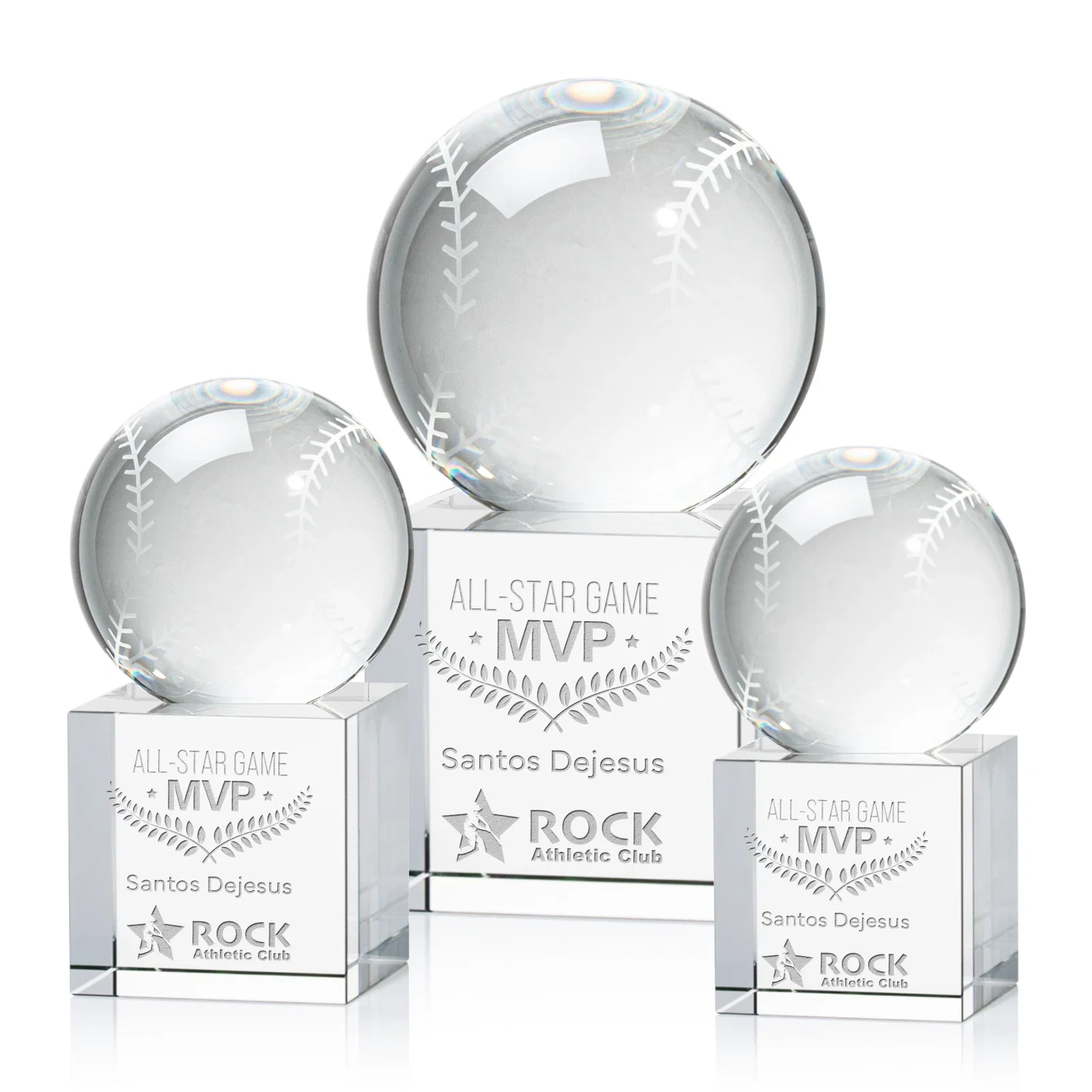 Custom Optical Crystal Baseball Award for employee recognition