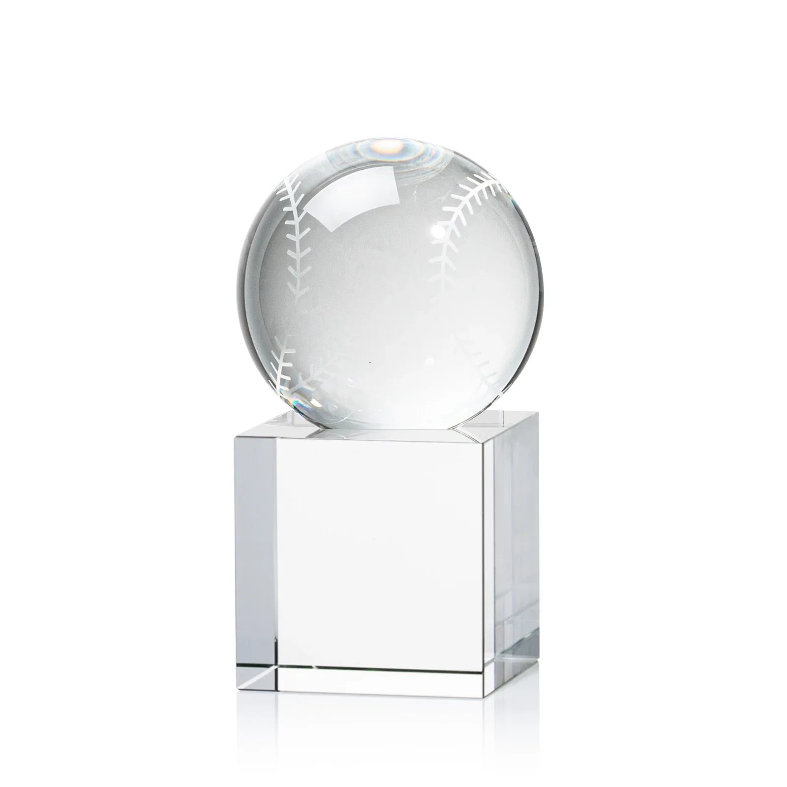 Custom Optical Crystal Baseball Award for volunteer appreciation