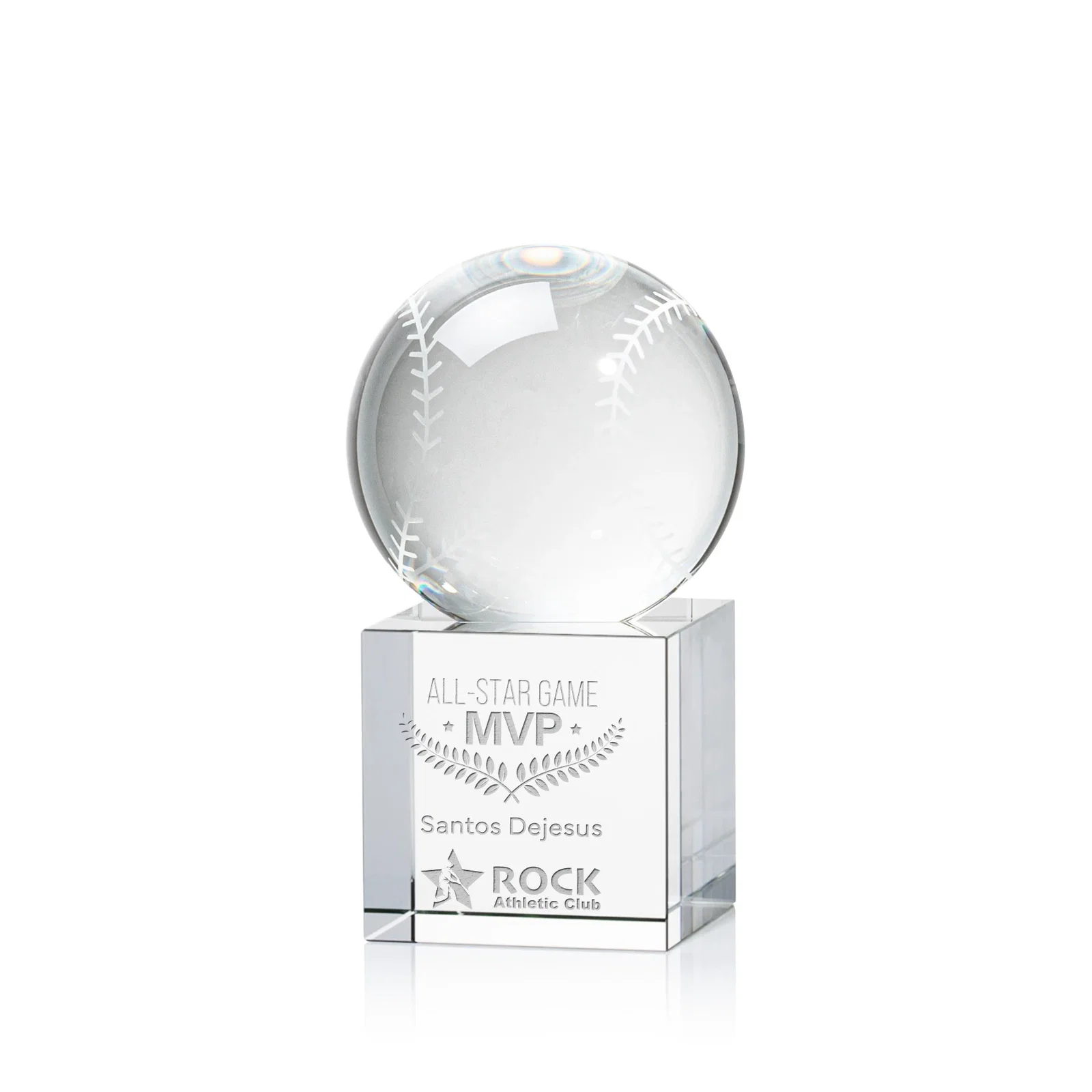 Custom Optical Crystal Baseball Award for corporate award ceremonies