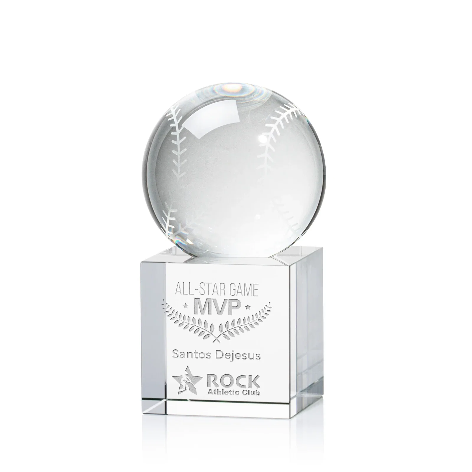 Custom Optical Crystal Baseball Award for service anniversary gifts