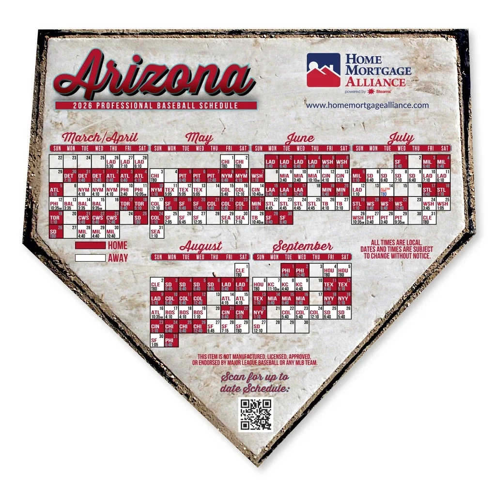 7.5 x 7.25 Inch Baseball Team Schedule Magnet