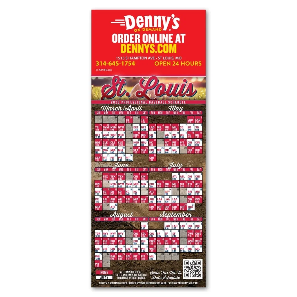 3.5 x 8.5 Inch Baseball Team Schedule Magnet