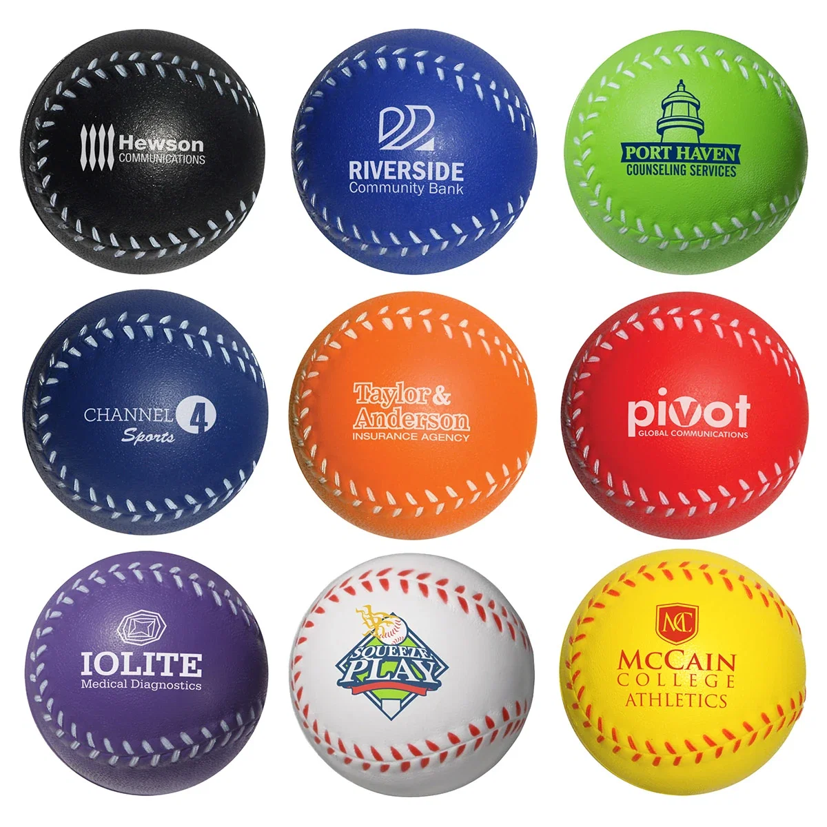 Baseball shaped polyurethane stress reliever, 2.5 inch diameter