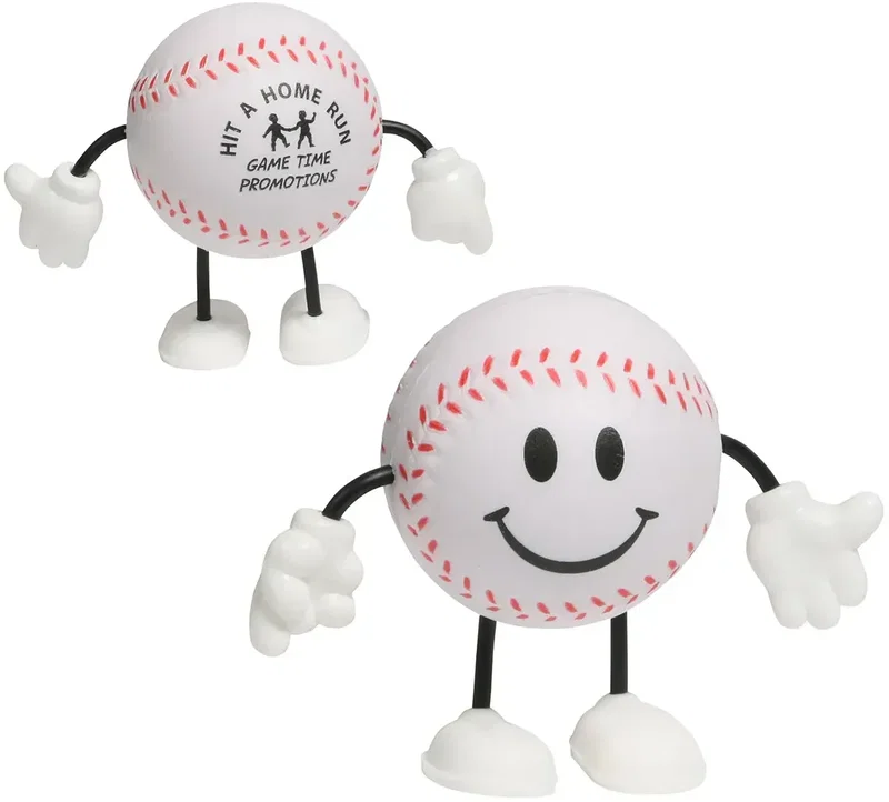 Baseball Figurine Stress Reliever, a custom logo baseball-shaped promotional foam stress ball for fans