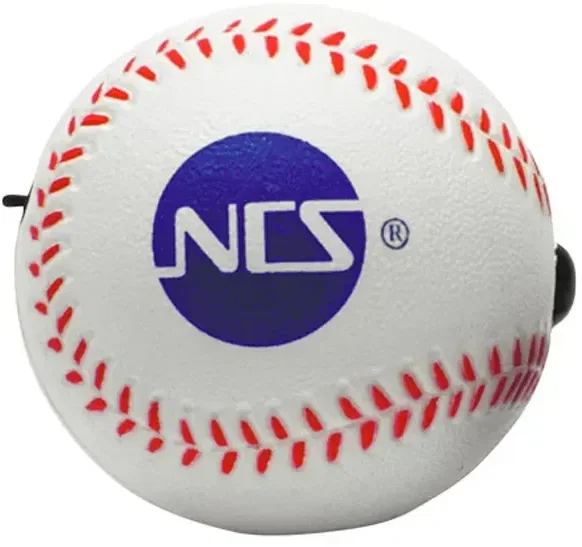 Baseball stress reliever yo-yo with custom logo, branded bungee squeeze toy with soft foam body