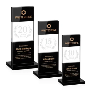 Black and Clear Optical Crystal Award with Intersecting Panel
