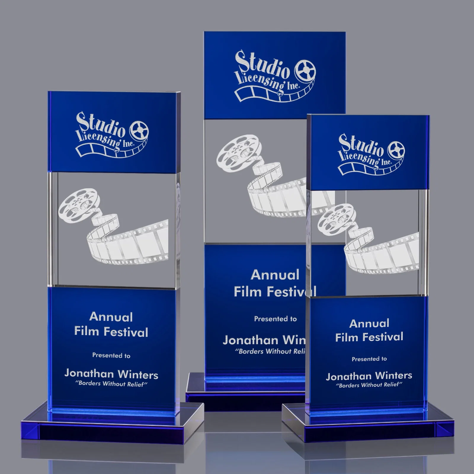 Personalized Black and Clear Optical Crystal Award with Intersecting Panel, awards for employee recognition