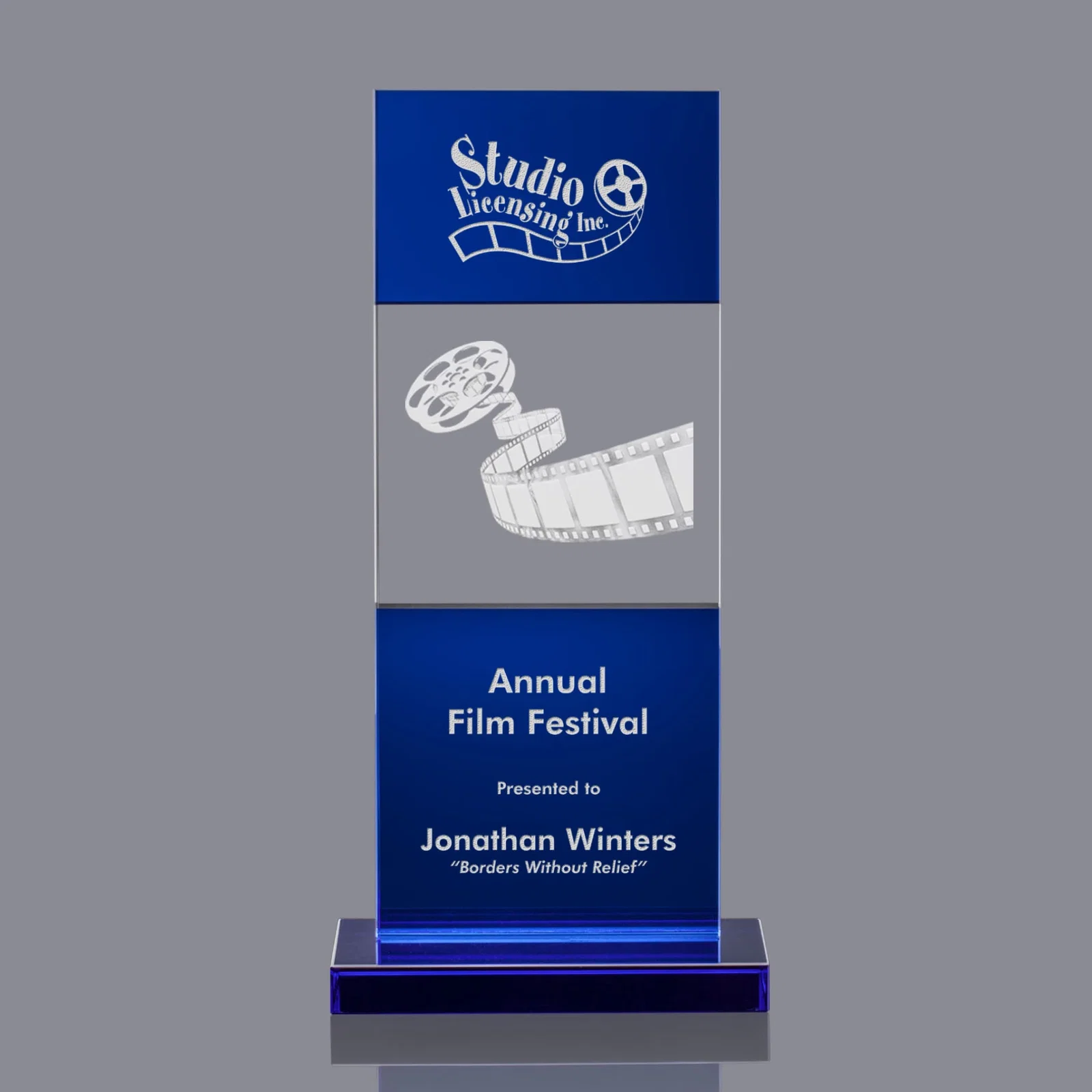 Personalized Black and Clear Optical Crystal Award with Intersecting Panel, awards for service anniversary gifts
